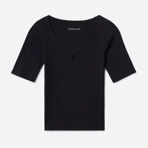 Everlane Keyhole Stretch-Rib Scoop Neck Tee